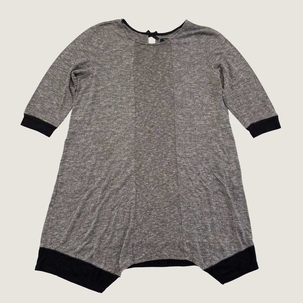 Simply Vera Vera Wang Women's XL Gray Black Knit Sweater Dress Asymmetrical Hem